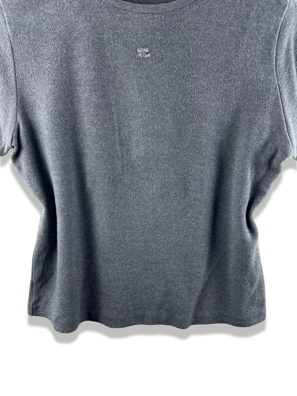 꾸레쥬 센터로고 딱붙티셔츠1887  상품이미지4