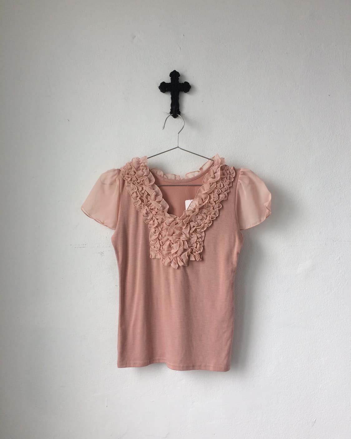 Frill trimming t shirt 상품이미지2