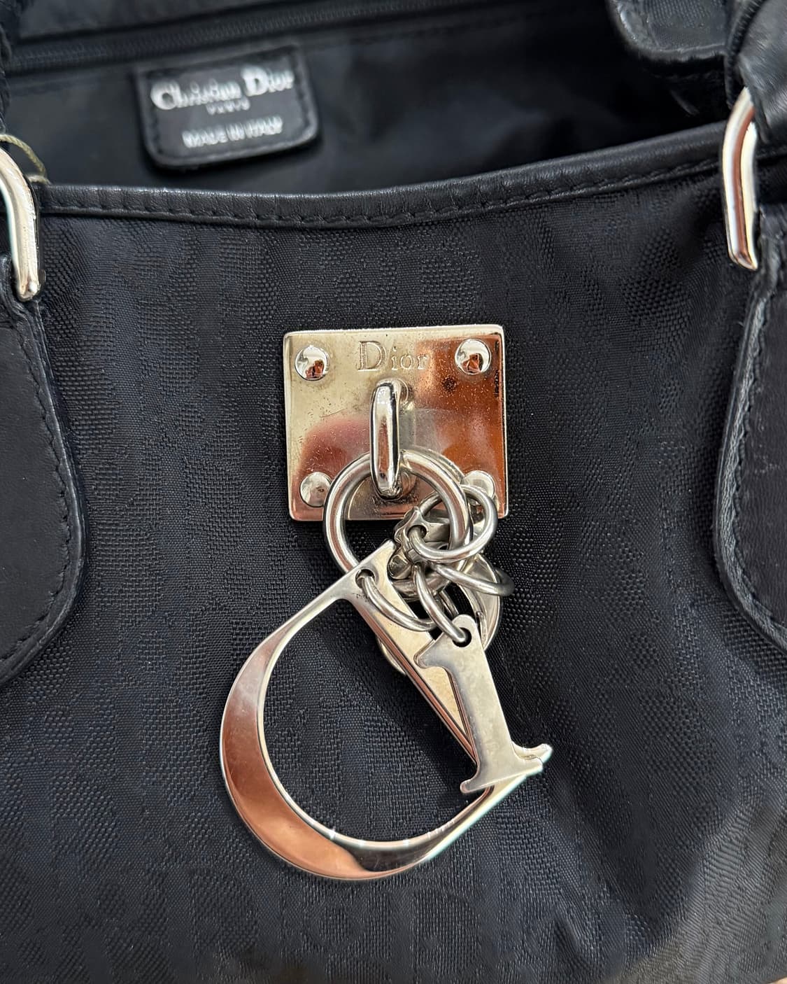 디올 블랙 트로터 패턴 나일론 로맨틱 토트백 상품이미지8