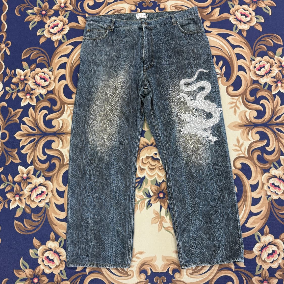 (40)JPN 카라쿠리 오리엔탈 용자수 데님팬츠 상품이미지1