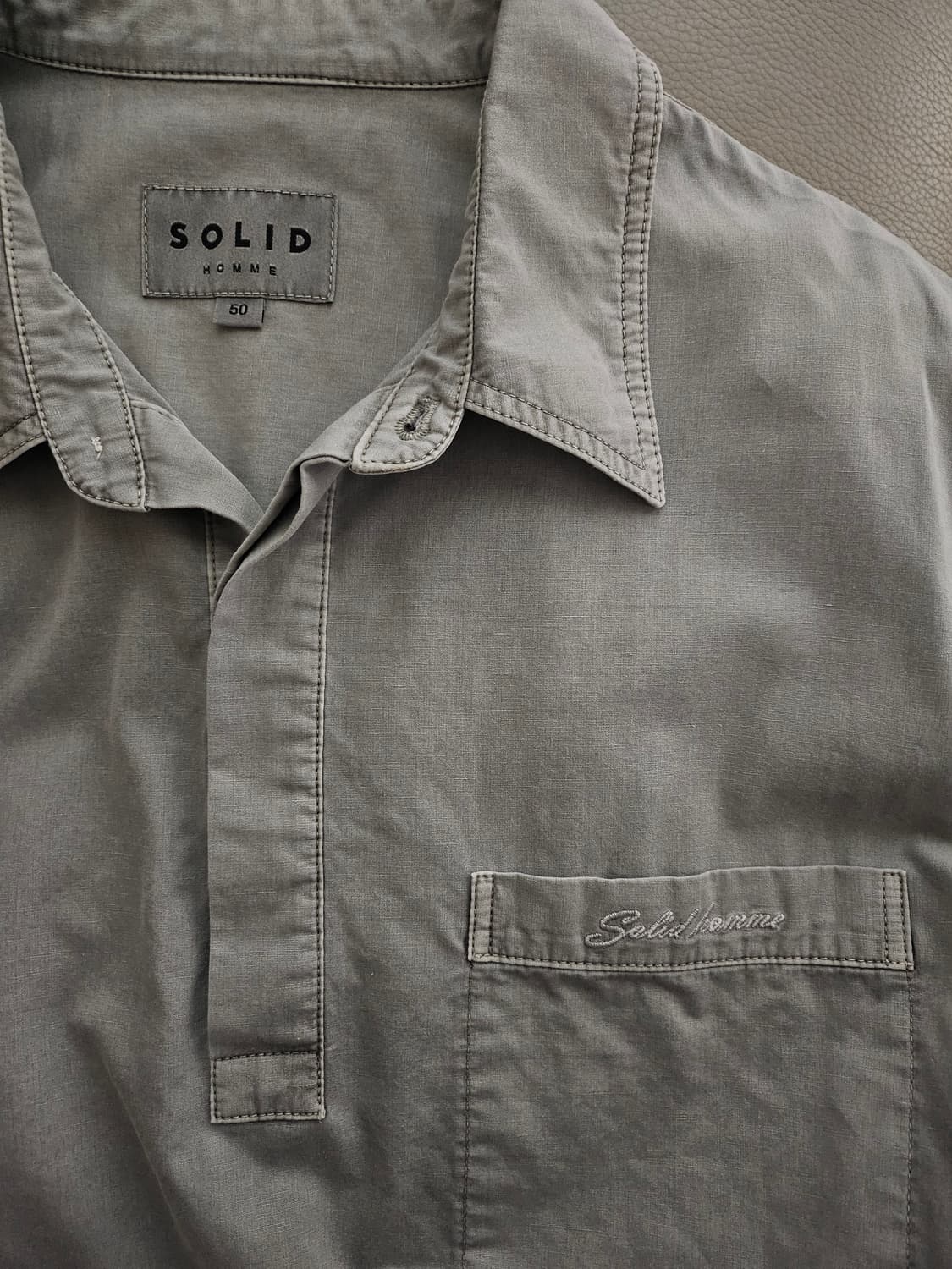 [거의 새것] 솔리드옴므 그레이 롱슬리브 셔츠 남방 50 상품이미지3