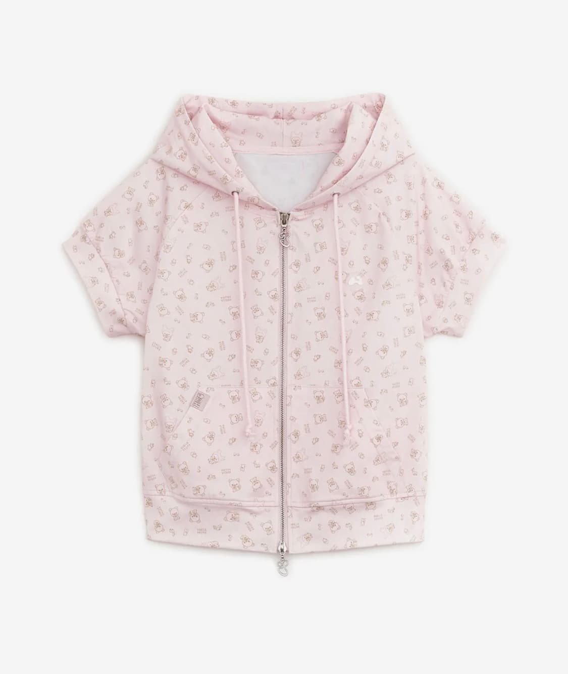 허그유어스킨 코리락쿠마 프린트 후드집업 (핑크) 상품이미지1