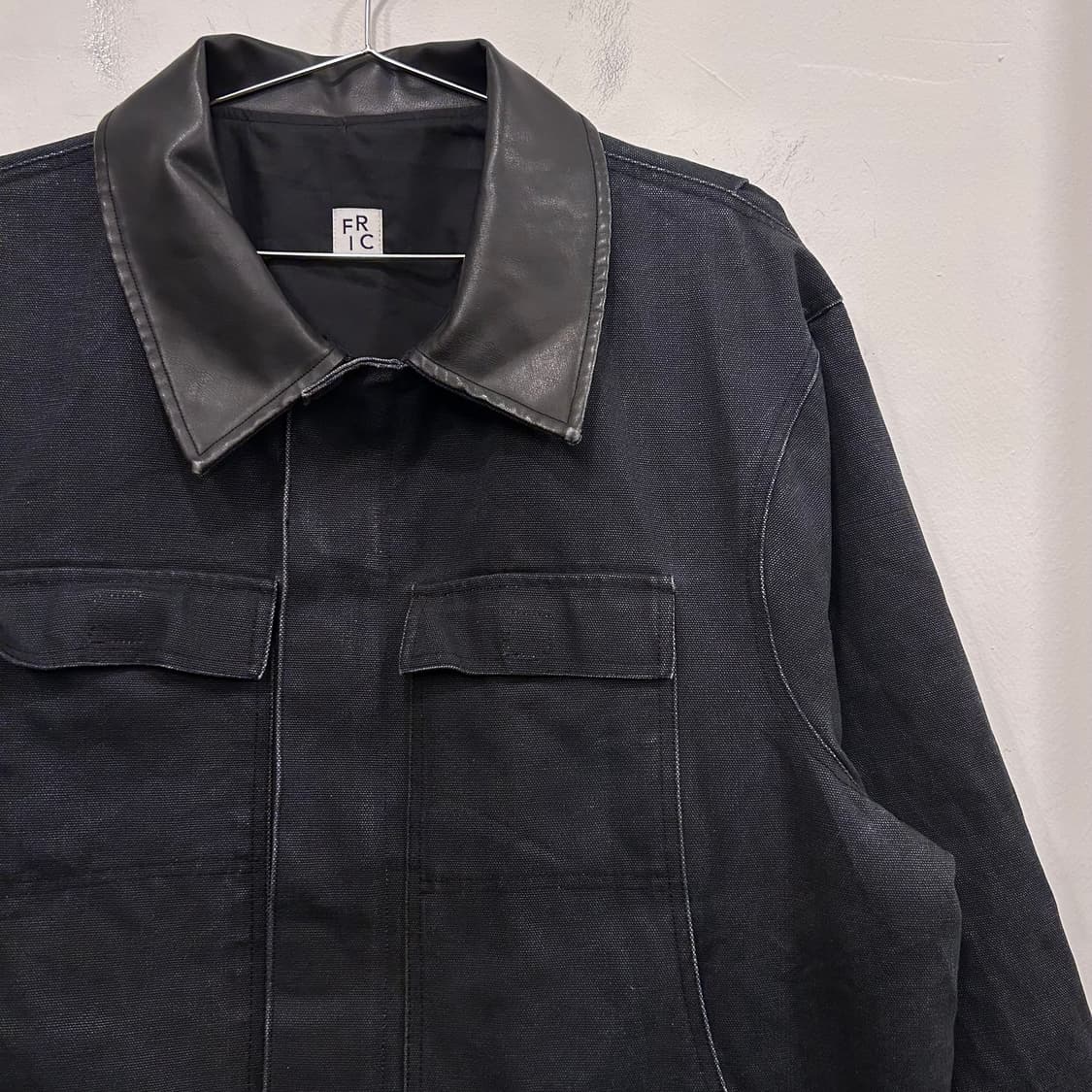 FRIC 레더카라 셀비지 데님 오버핏 워크자켓 상품이미지1