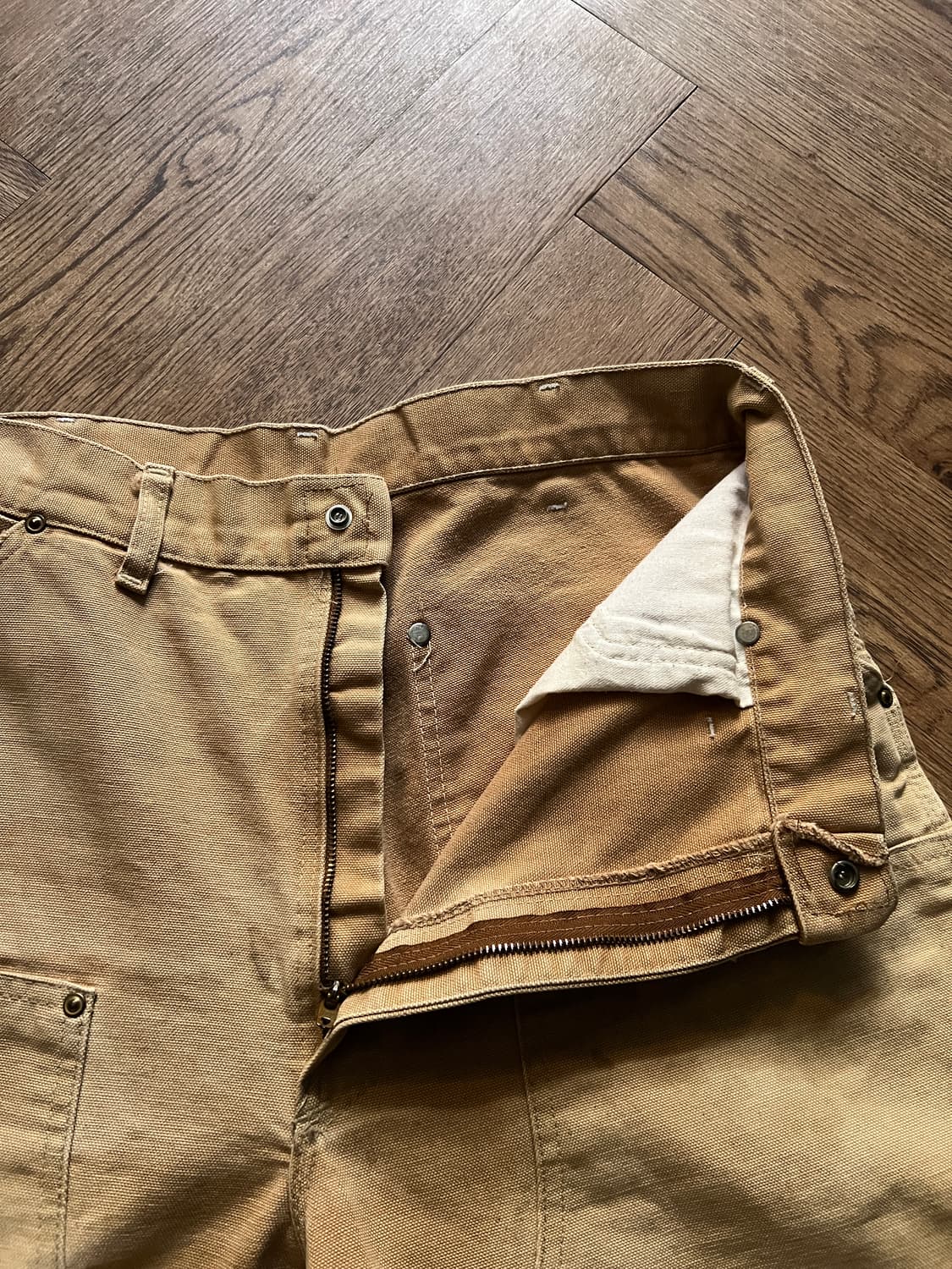 [32]90's 칼하트 유니온메이드 USA 빈티지 페이딩 더블니 워크팬츠 상품이미지4