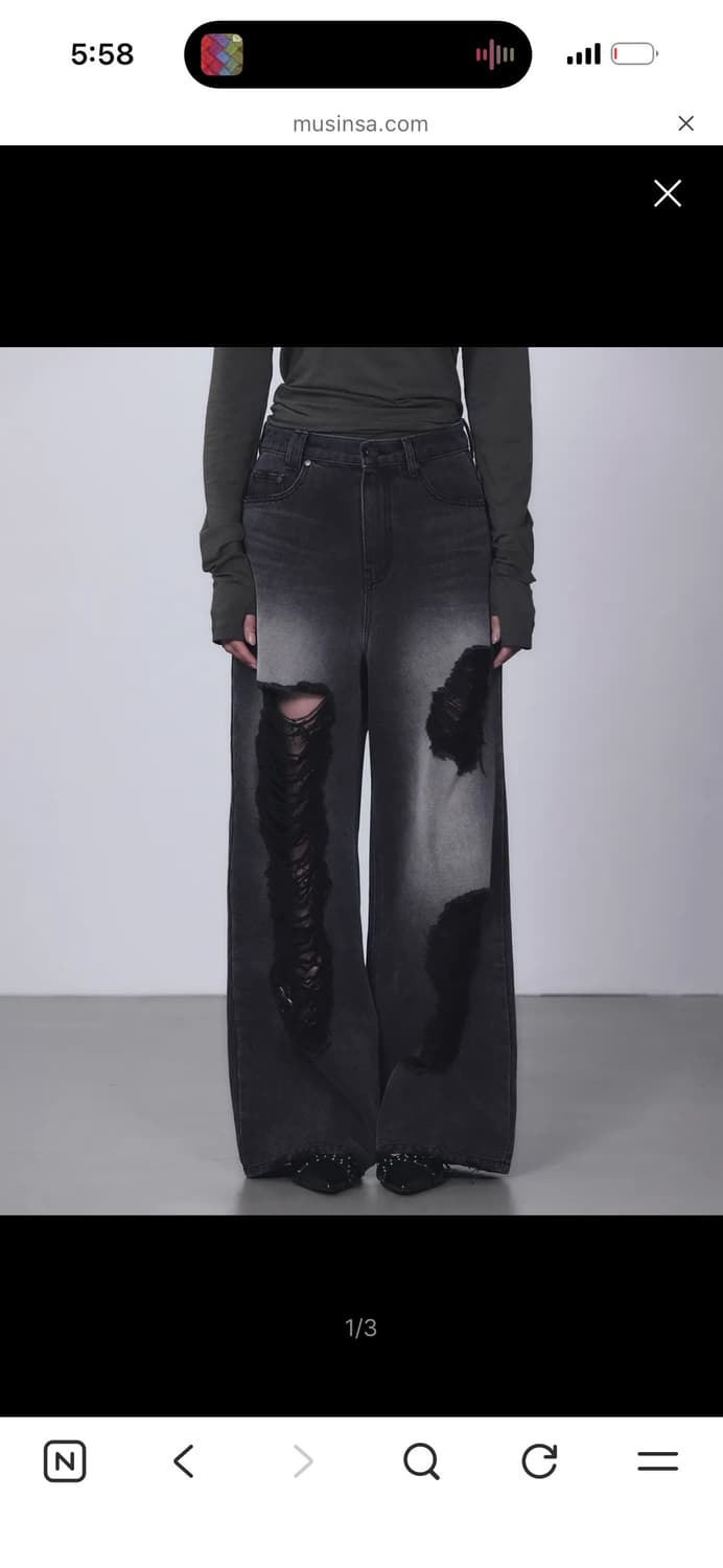 트리밍버드 Scratch Damage Denim Pants Black 상품이미지2