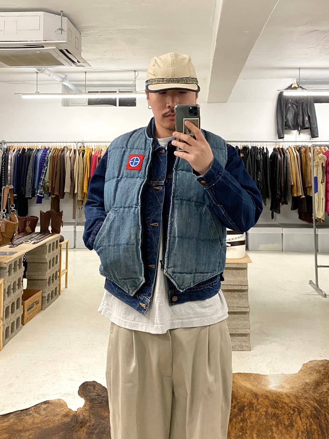 EVISU JAPAN denim padding vest 에비수 재팬 패딩 상품이미지6