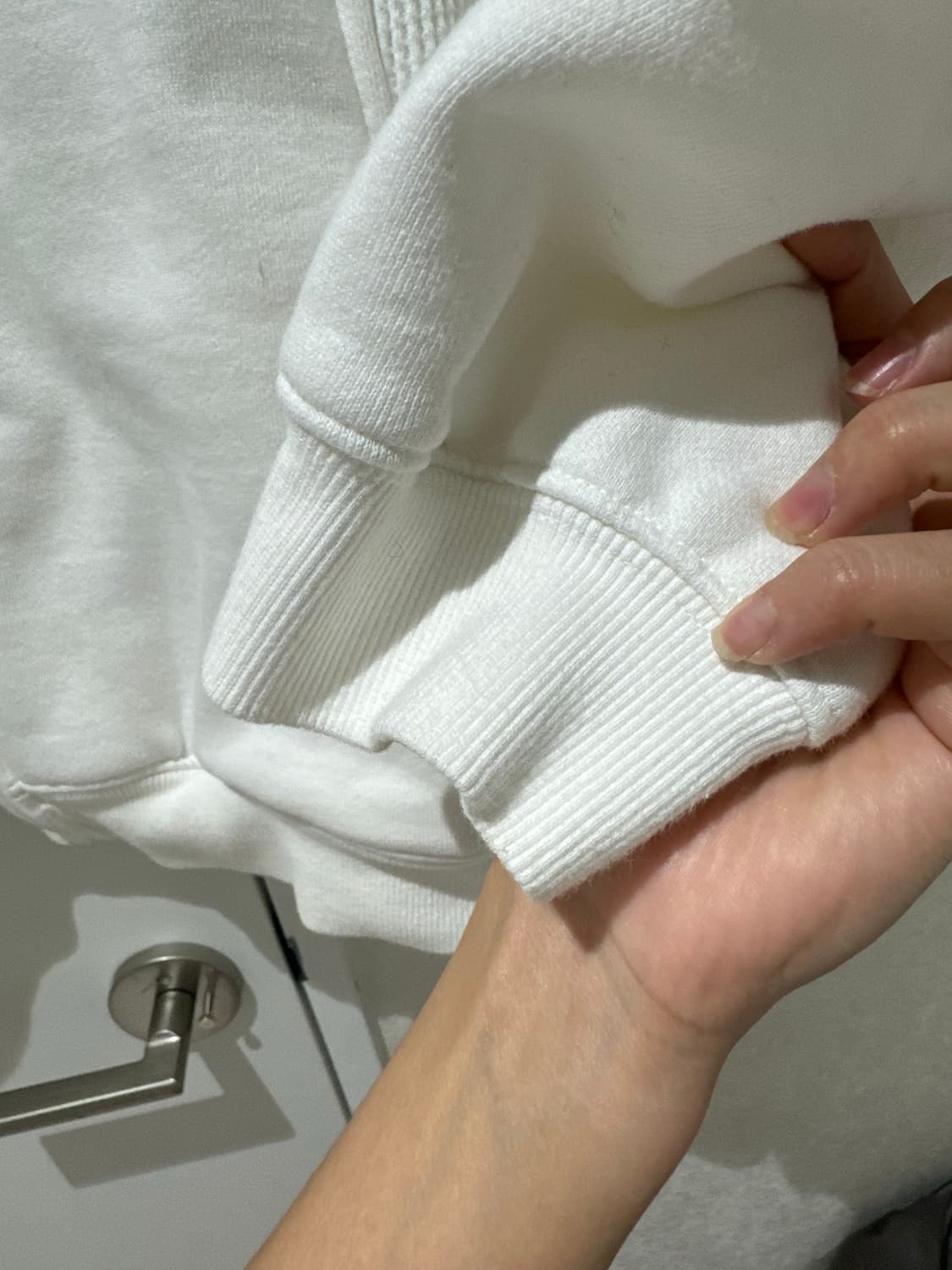 미스치프 패널드 와플 후드집업 화이트 라지 상품이미지5