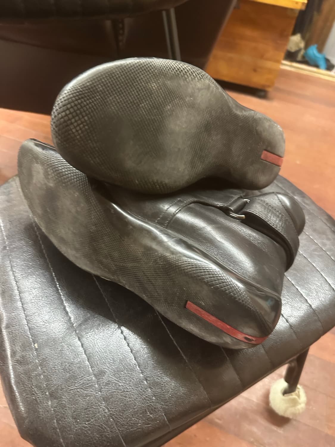 Prada Black Leather Ankle Boots 상품이미지3