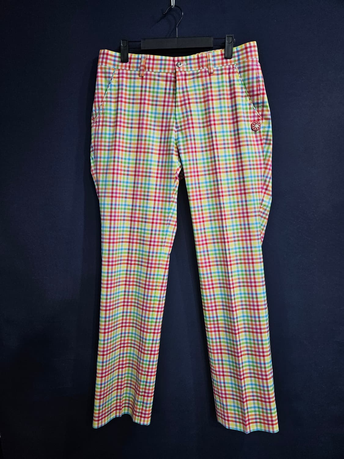 먼싱웨어 스트라이프 체크 남성 슬림핏 허리 32 골프바지  상품이미지1