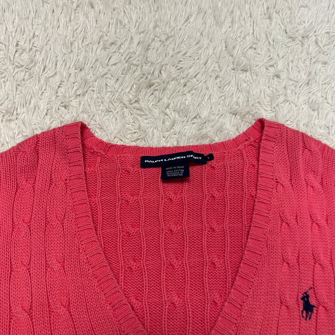 Polo Coral V-Neck Cable Knit 상품이미지6