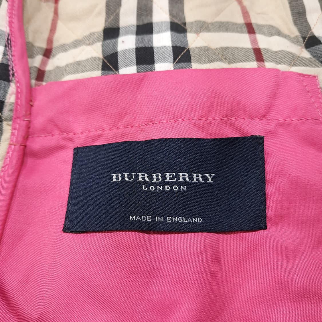 CL904 M 버버리 90s 영국판 퀼팅 노바체크 핑크 자켓 아우터 상품이미지5