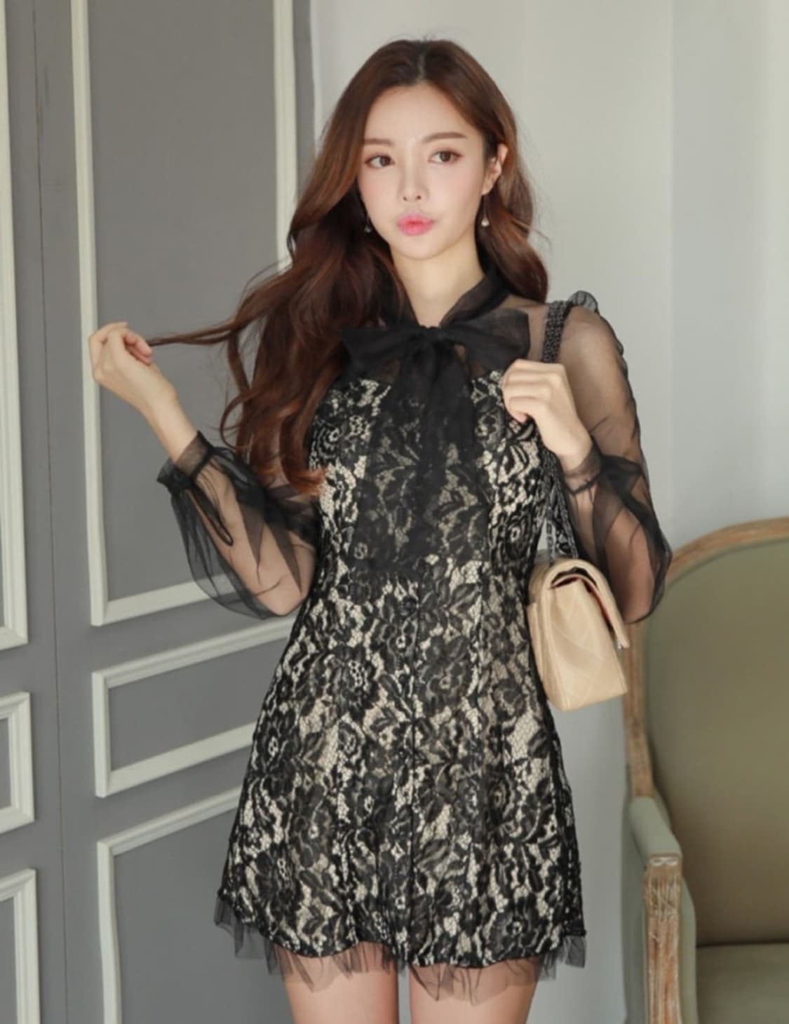 제니 착용 끌로드마농 시스루 미니 원피스 상품이미지5