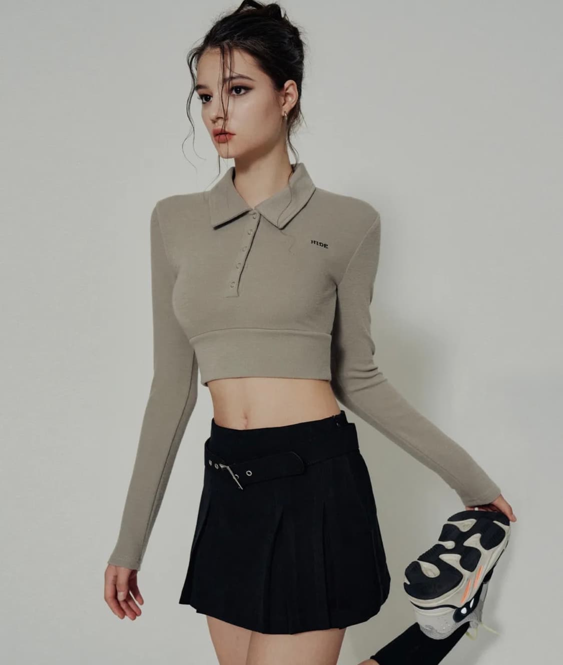 하이드 H 07 카라 로고 버튼 탑 _ 라이트 카키 상품이미지1