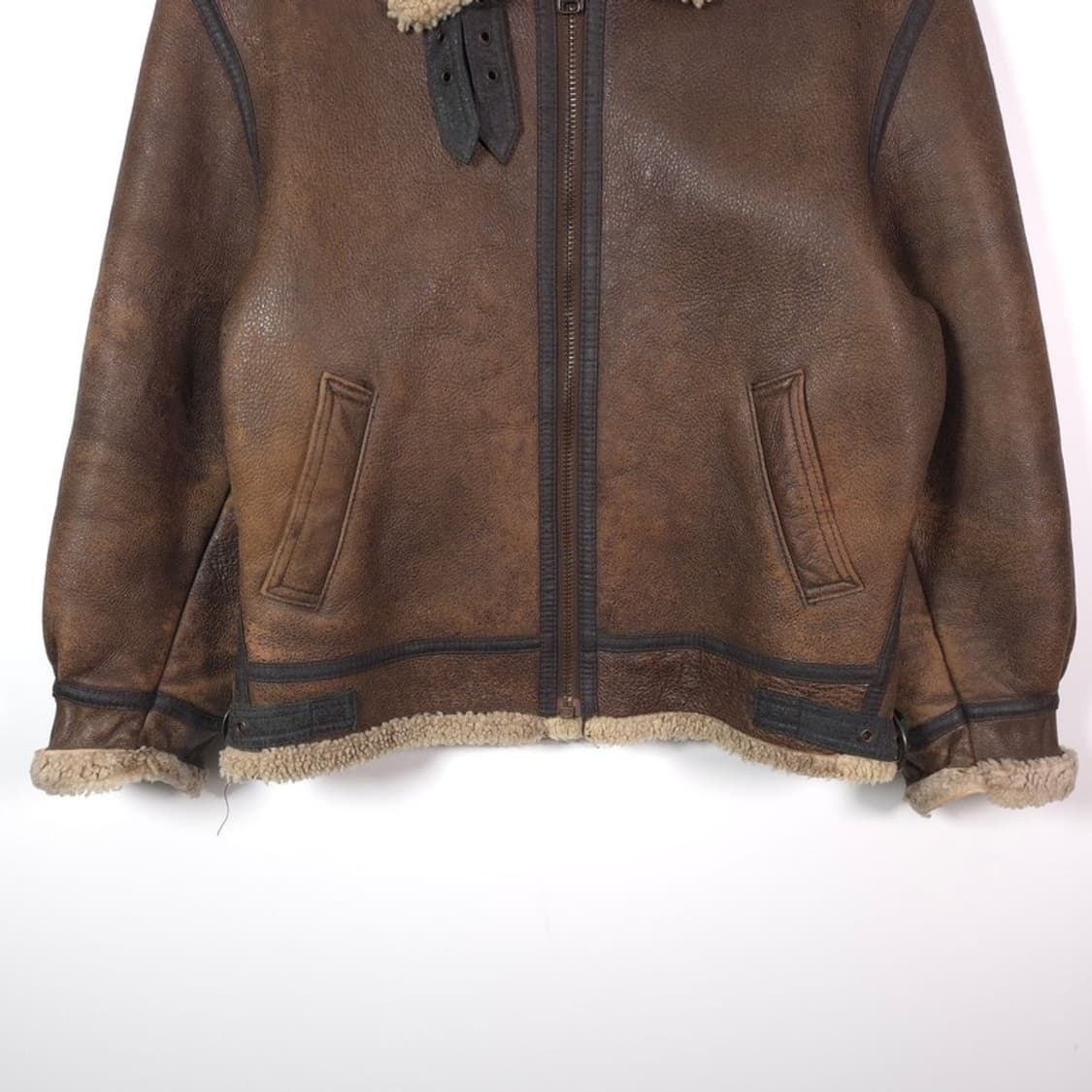 GLEEMAN MILITARY 리얼 양털 무스탕 플라이트 자켓 XL 상품이미지4