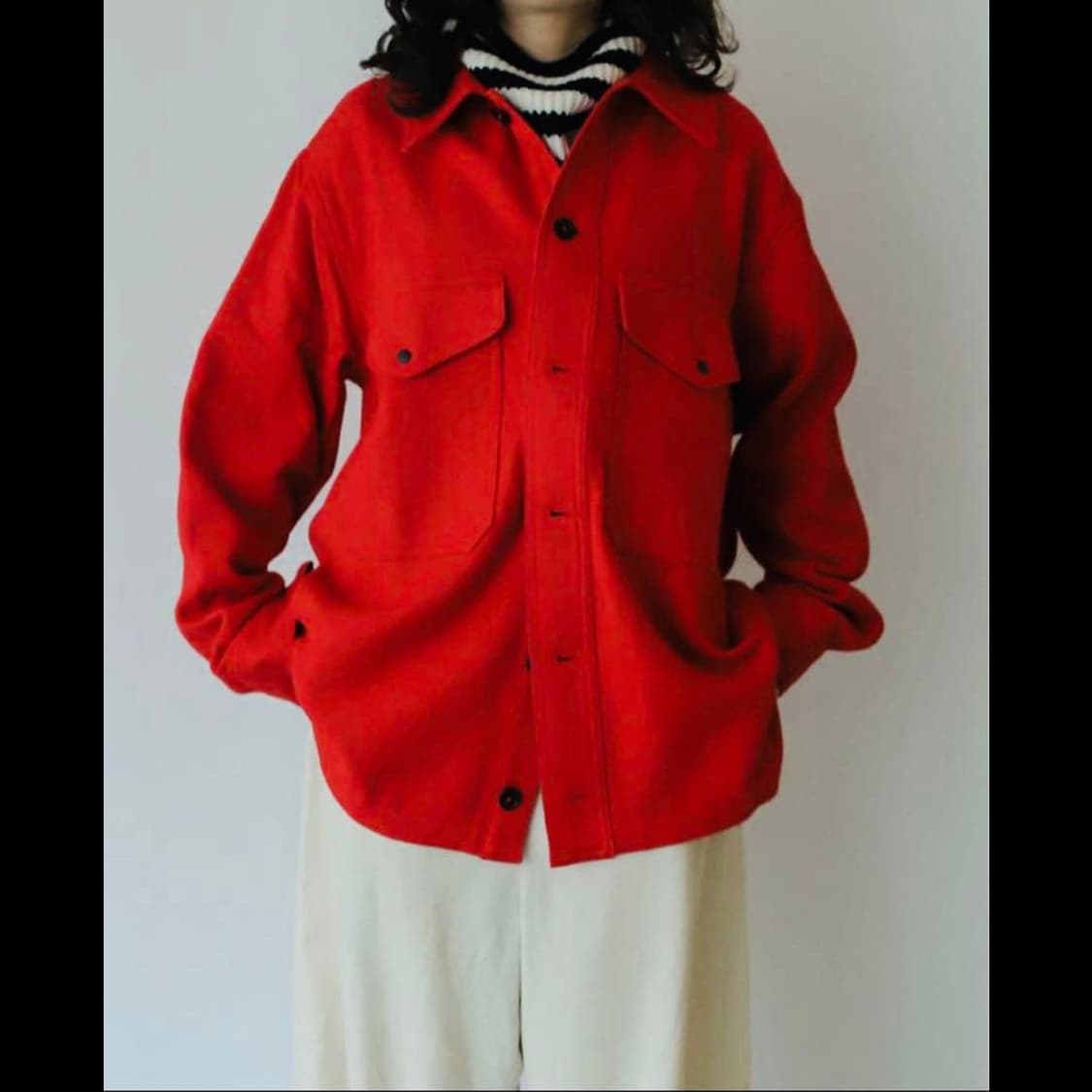 캡틴선샤인 코튼 실크 크루저 자켓 레드 38(103-105)사이즈 상품이미지3
