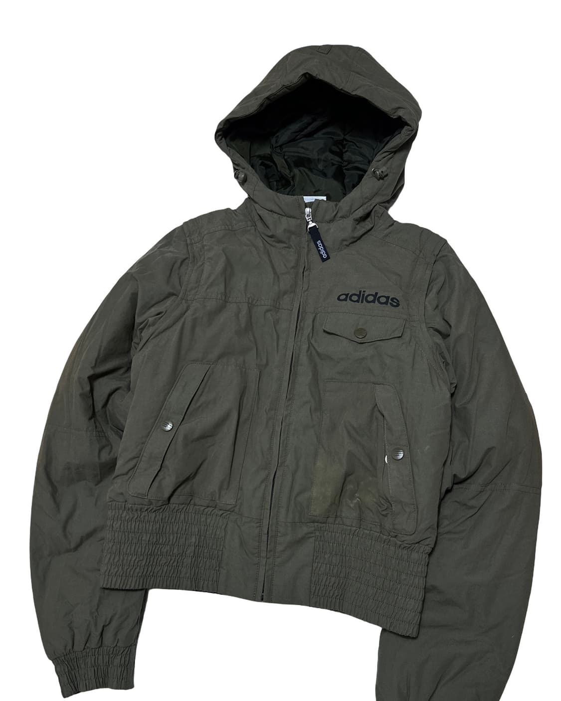 아디다스 y2k 카키 후드 점퍼 상품이미지3
