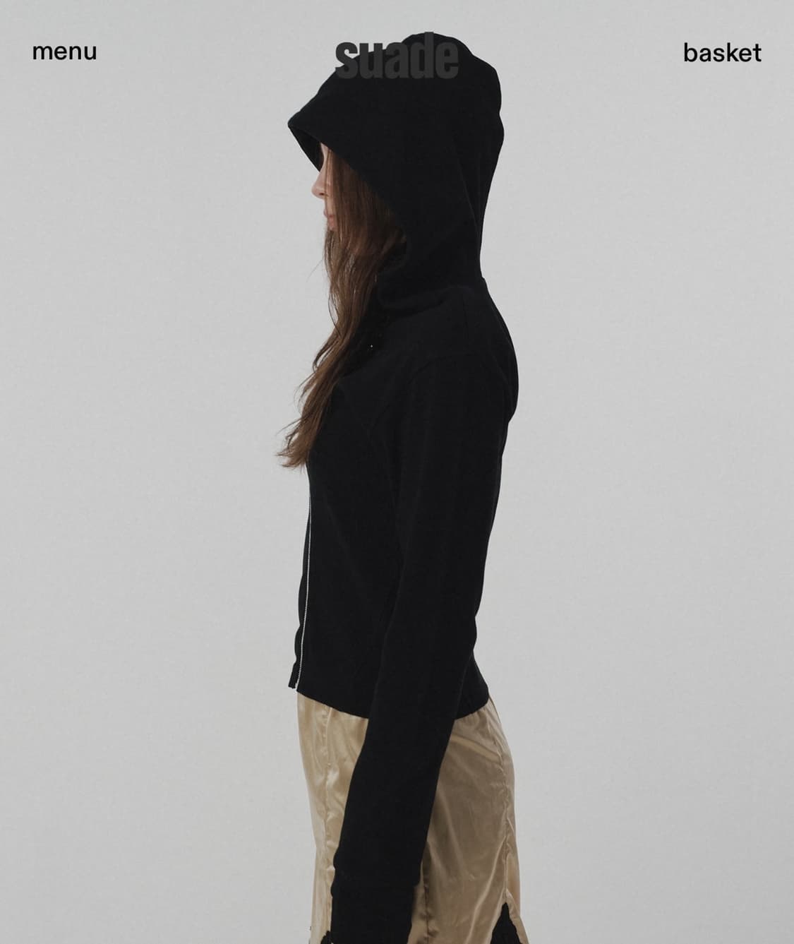 스웨이드 사이드 지퍼 집업 블랙 s 상품이미지2