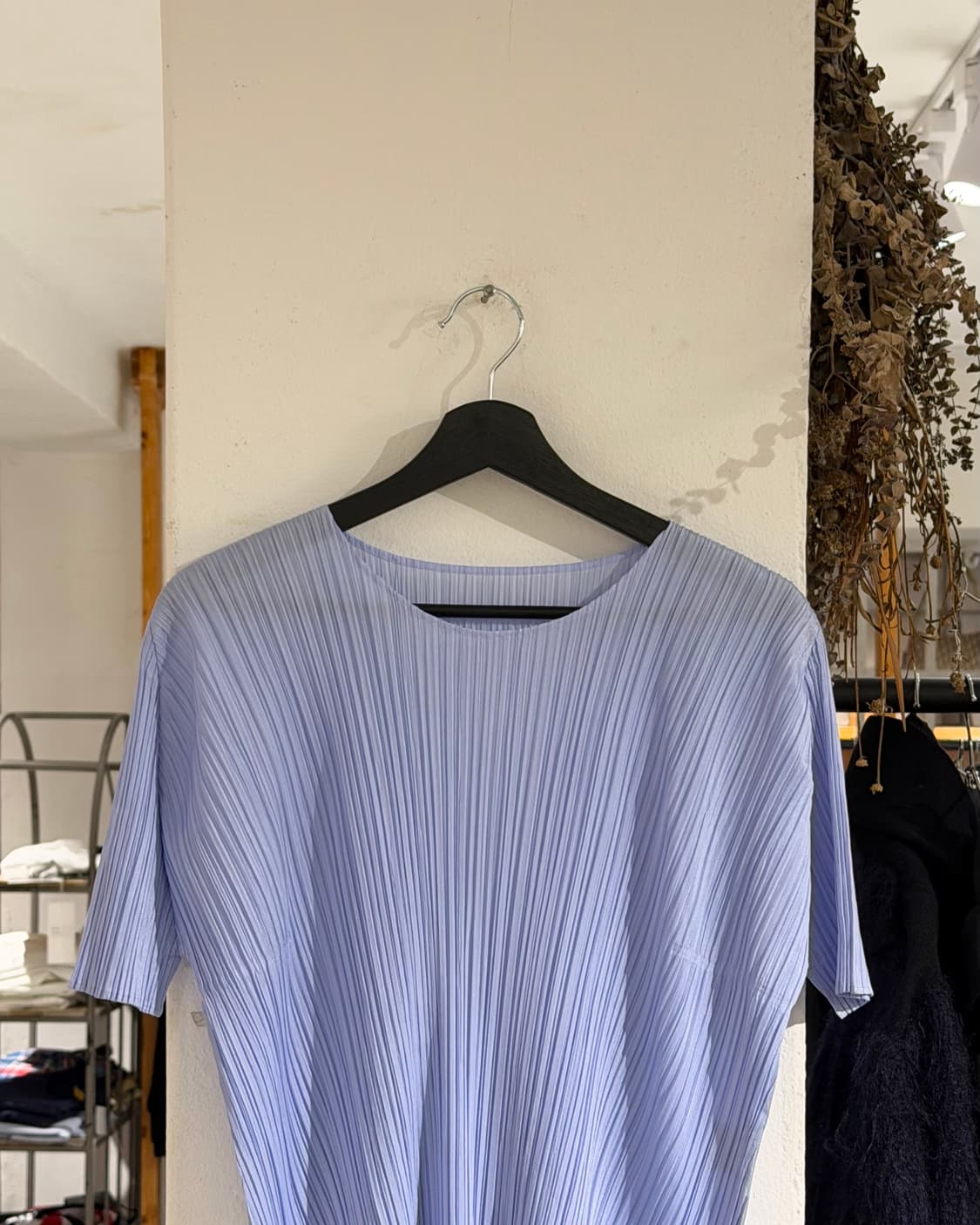 플리츠 플리즈 블루 월간 컬러즈 하프 탑 상품이미지4