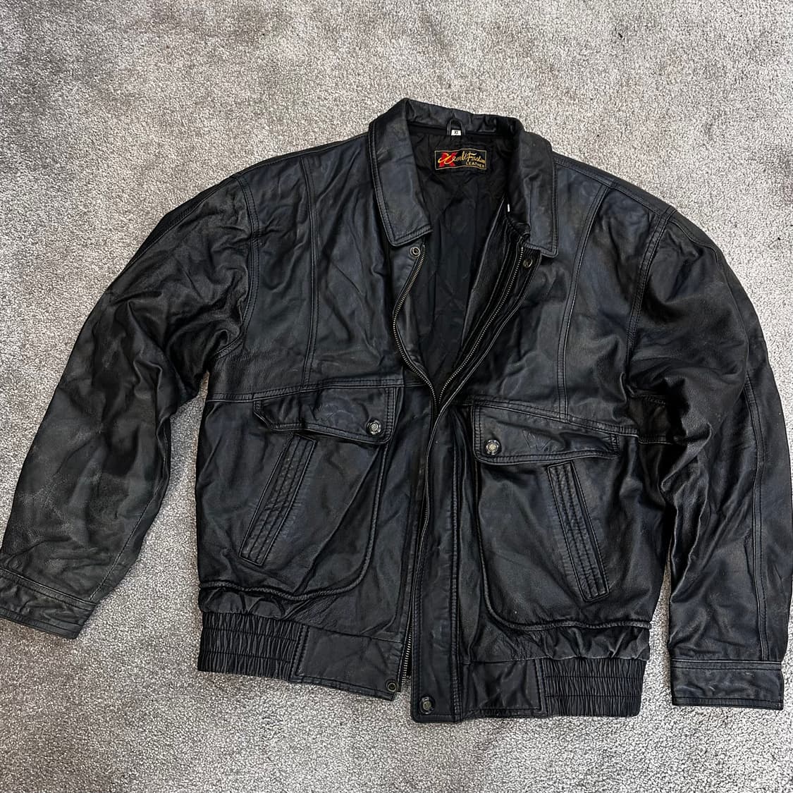 빈티지 블랙 양가죽 봄버 자켓XL 상품이미지1