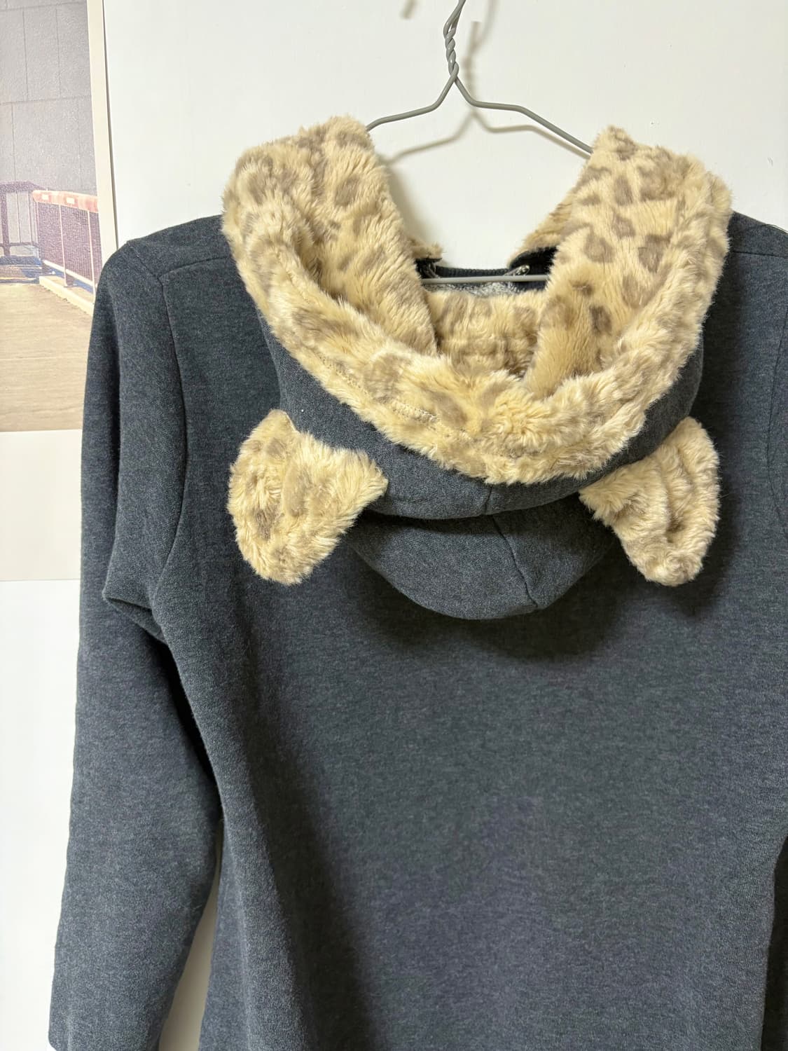 빈티지 메조피아노 갸루 호피 네코미미 퍼 후드원피스  상품이미지3