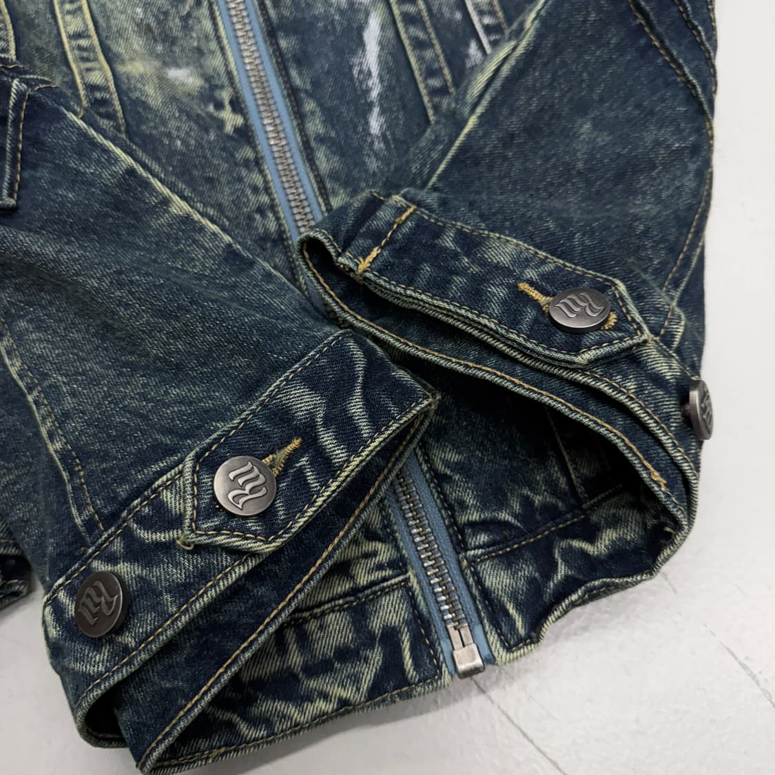 로카웨어 Y2K 바이커 워싱 빅로고 데님 집업 자켓 상품이미지7