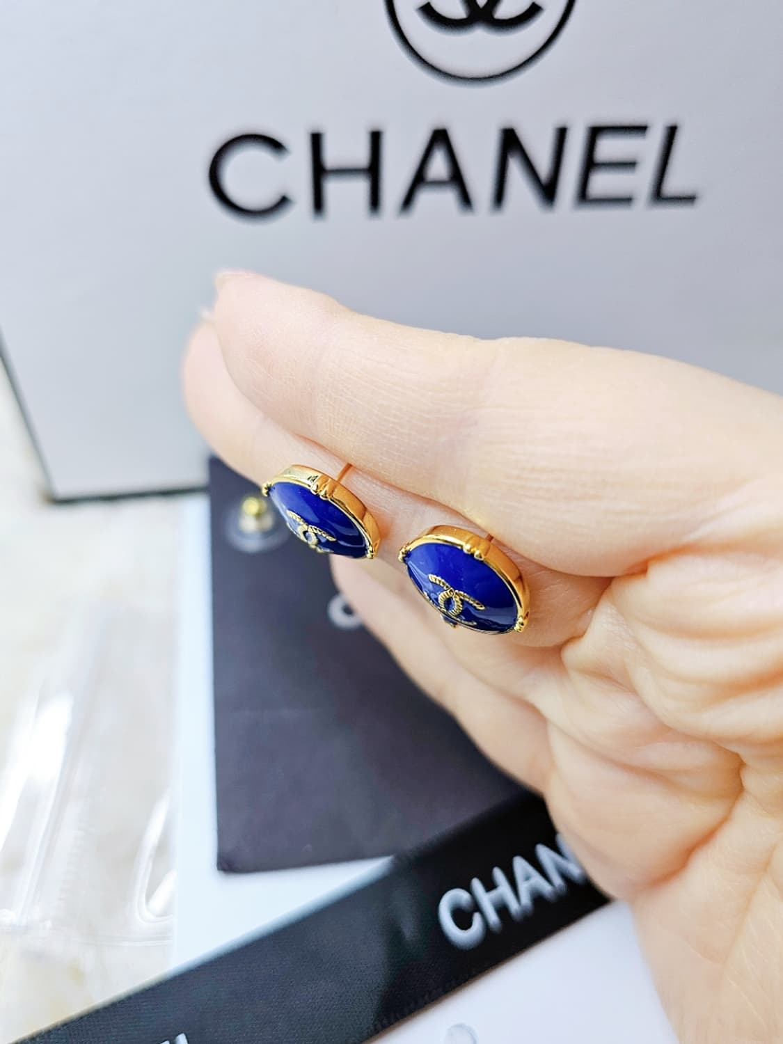 빈티지 샤넬 블루 업사이클링 이어링 상품이미지8