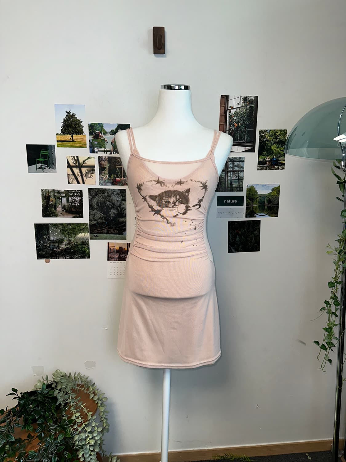 Baby pink kitten shirring ops 상품이미지2