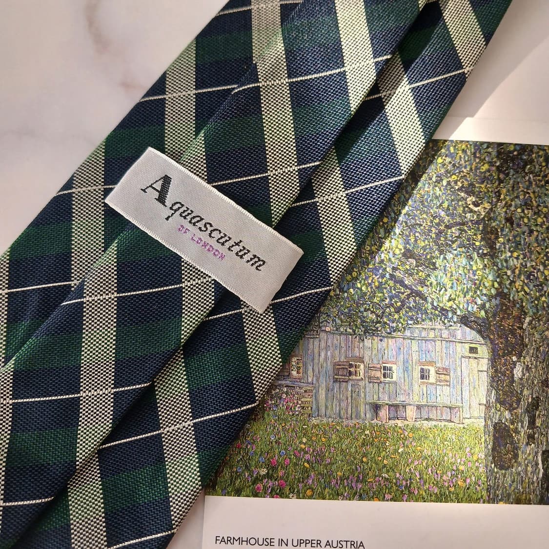 아쿠아스큐텀 실크 그린 아가일 넥타이 9.5cm A+등급 A19078
 상품이미지6