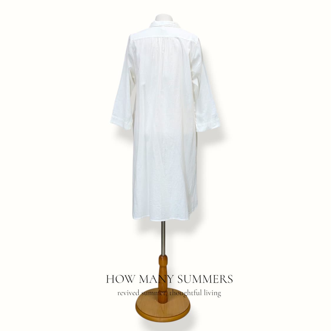 코티코티 화이트 거즈면 셔츠 롱 원피스 M 카라 셔링 7부 상품이미지3