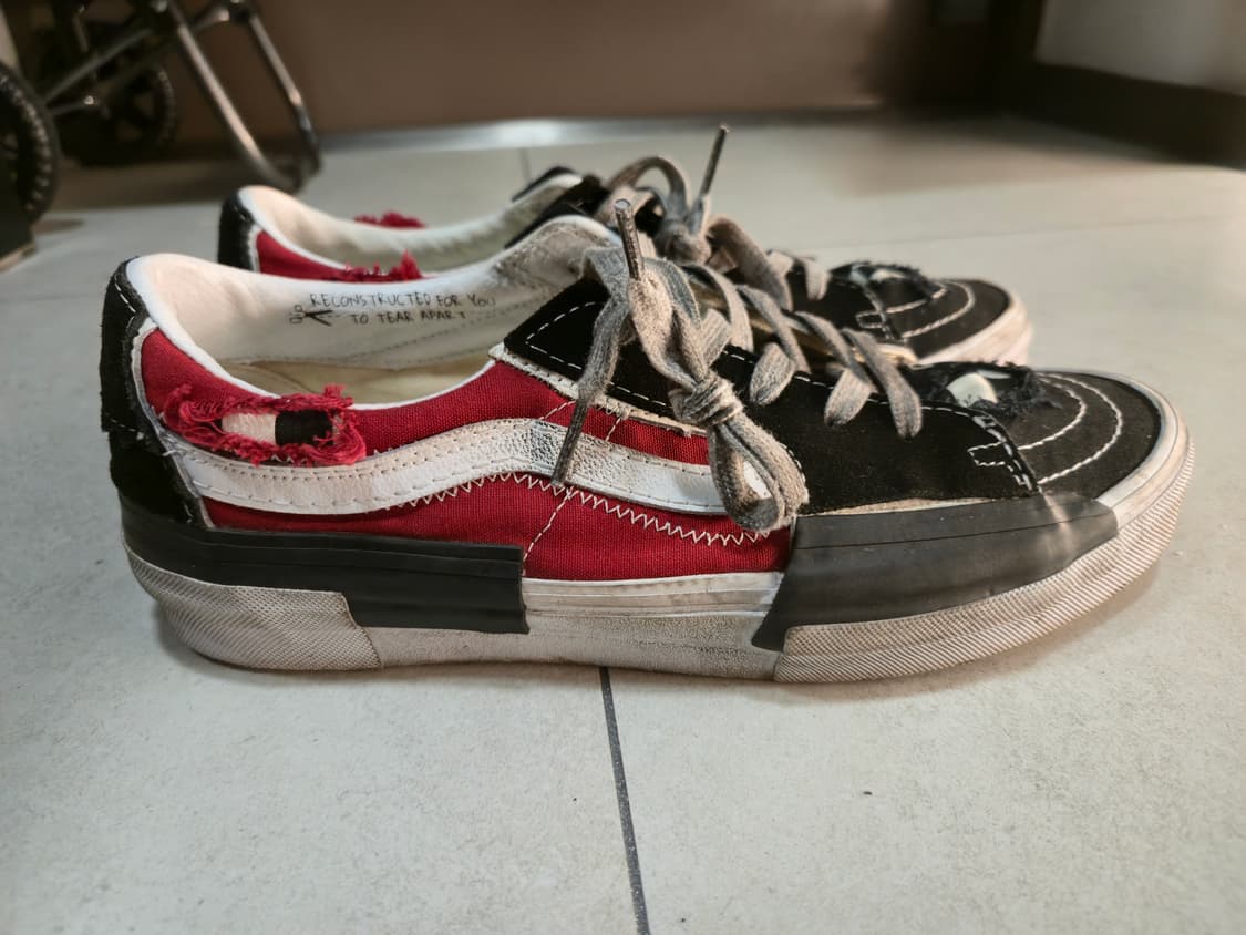 반스 스케이트 로우 리컨스트럭트 스트레스드 체크 블랙 레드280 상품이미지3