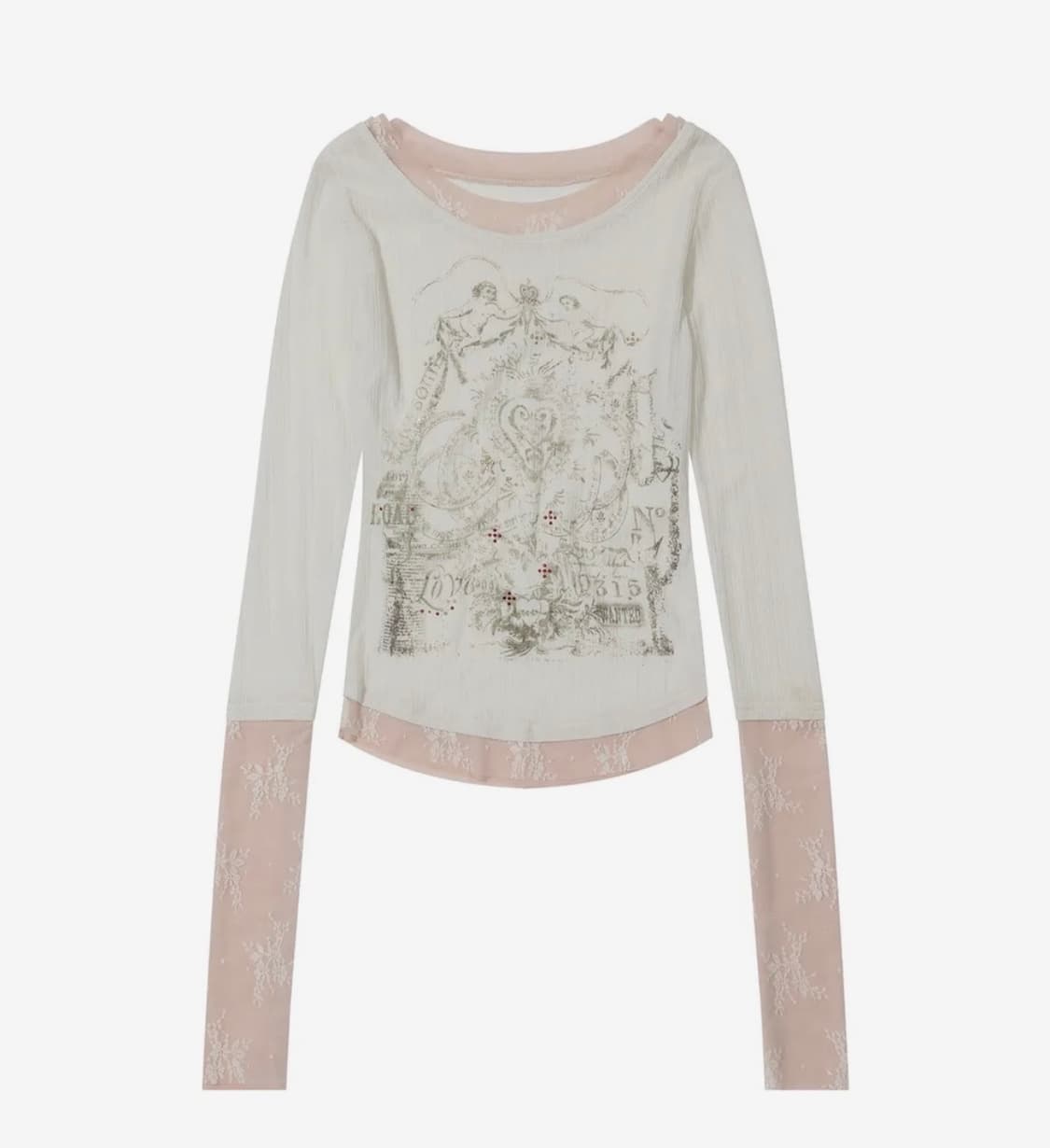 스컬프터 Triple Lace Layered Tee Ivory 상품이미지1