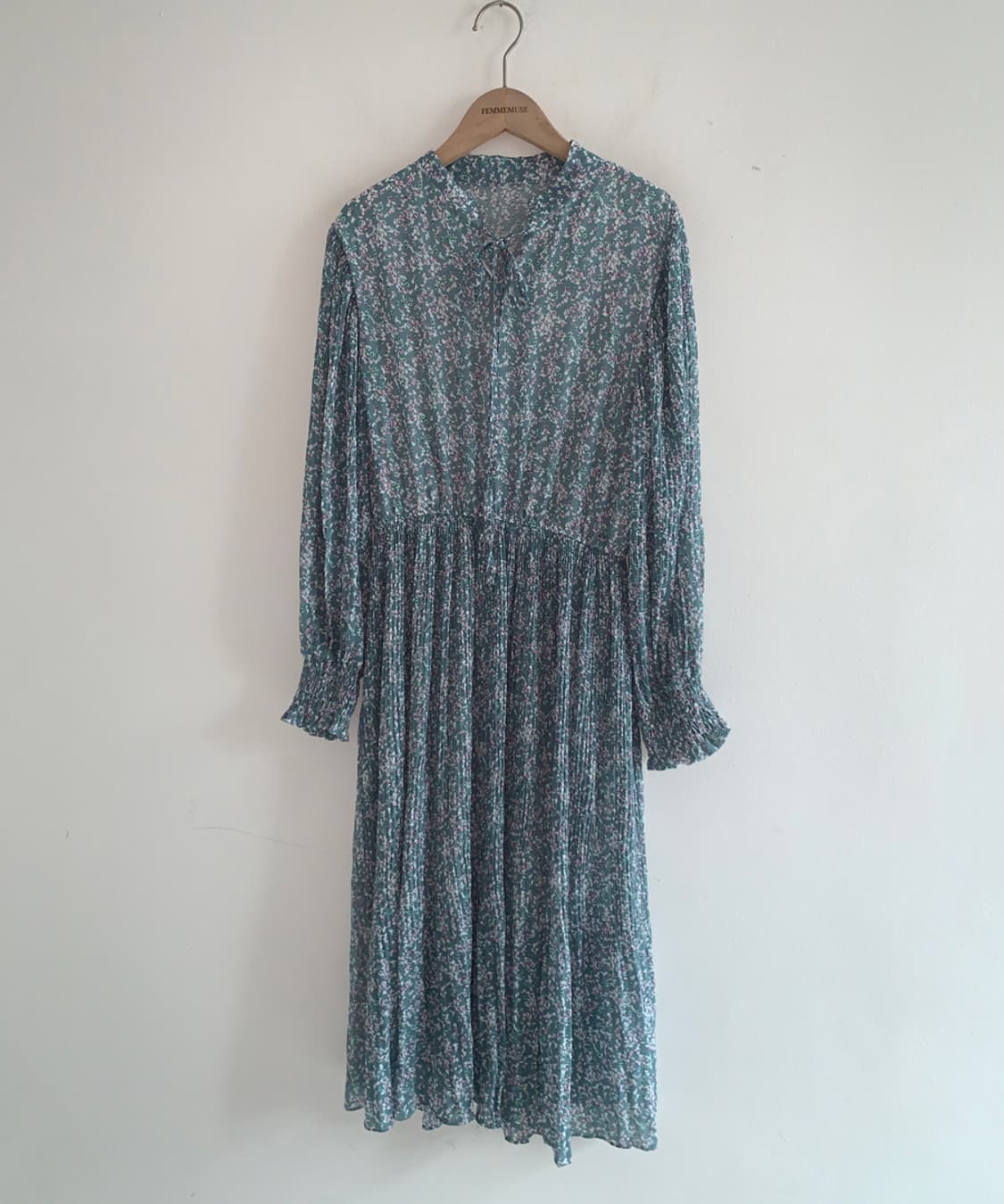 Floret ribbon pleats dress 상품이미지1