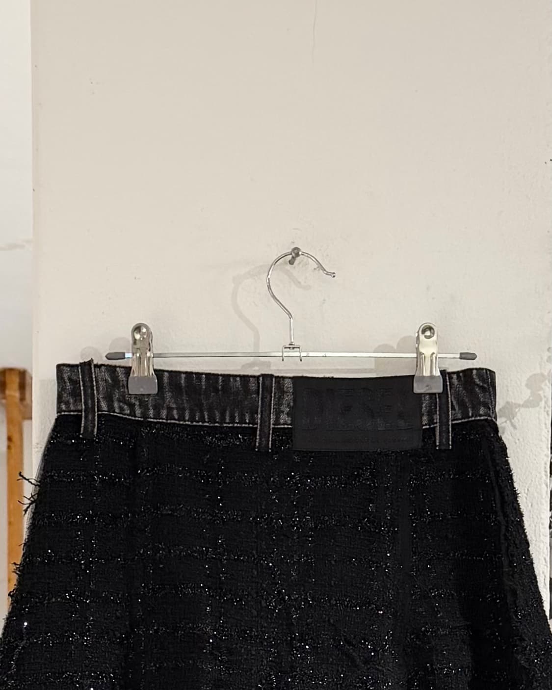 디젤 블랙 트위드 데님 투포켓 에이라인 미니스커트 상품이미지5