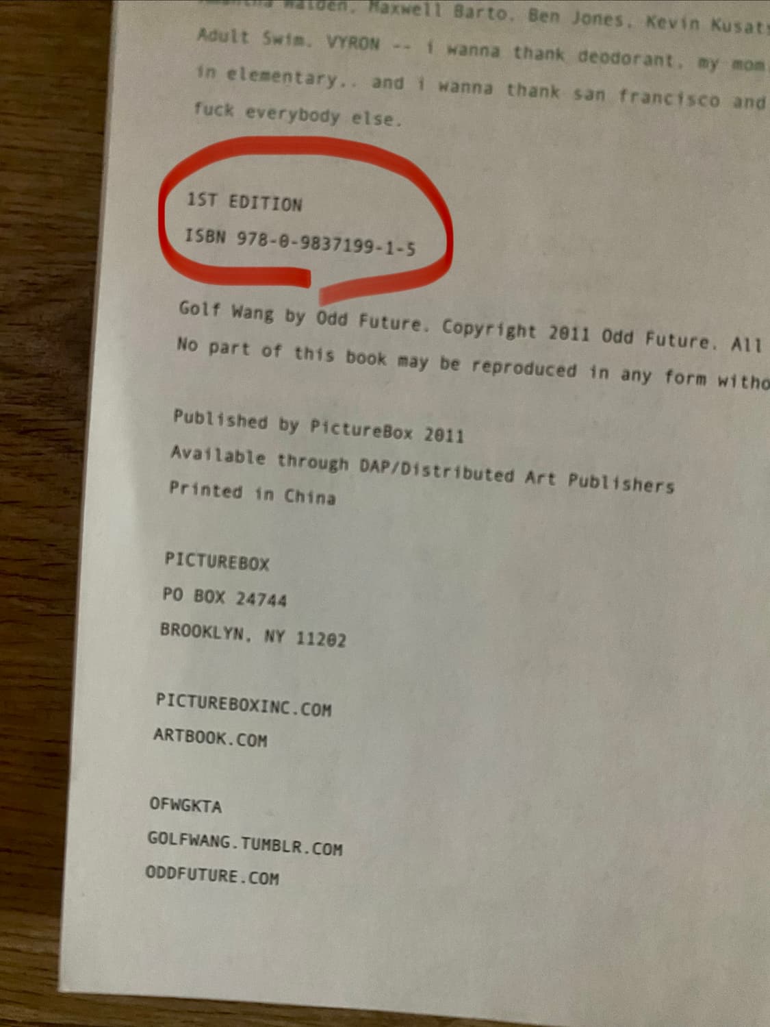 odd future golf wang 1st edition 사진집 상품이미지10