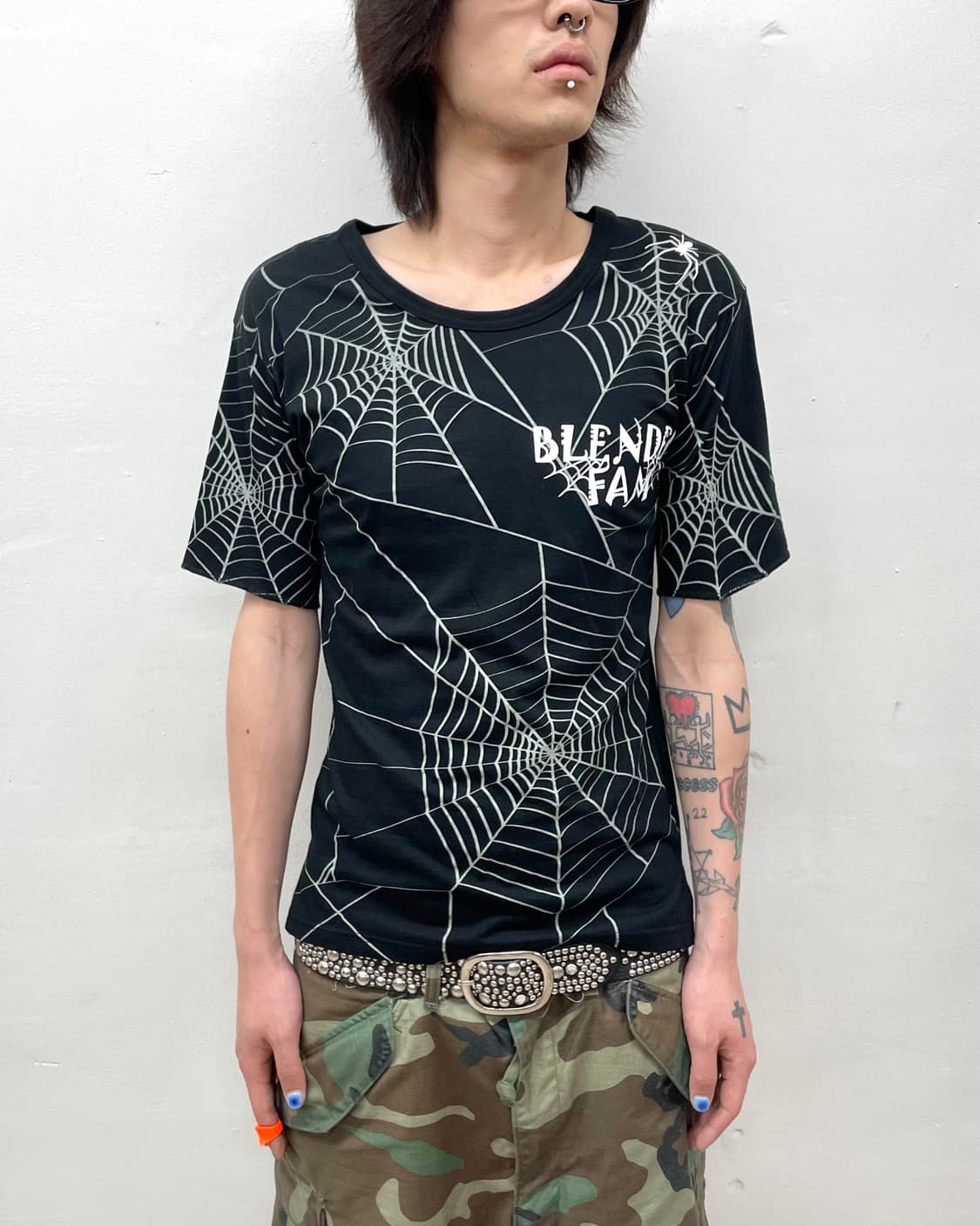 spider silk black vintage T-shirt  상품이미지3