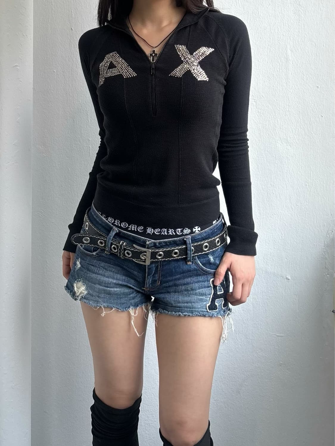 Armani Exchange Black Half Zip Up Top 상품이미지2