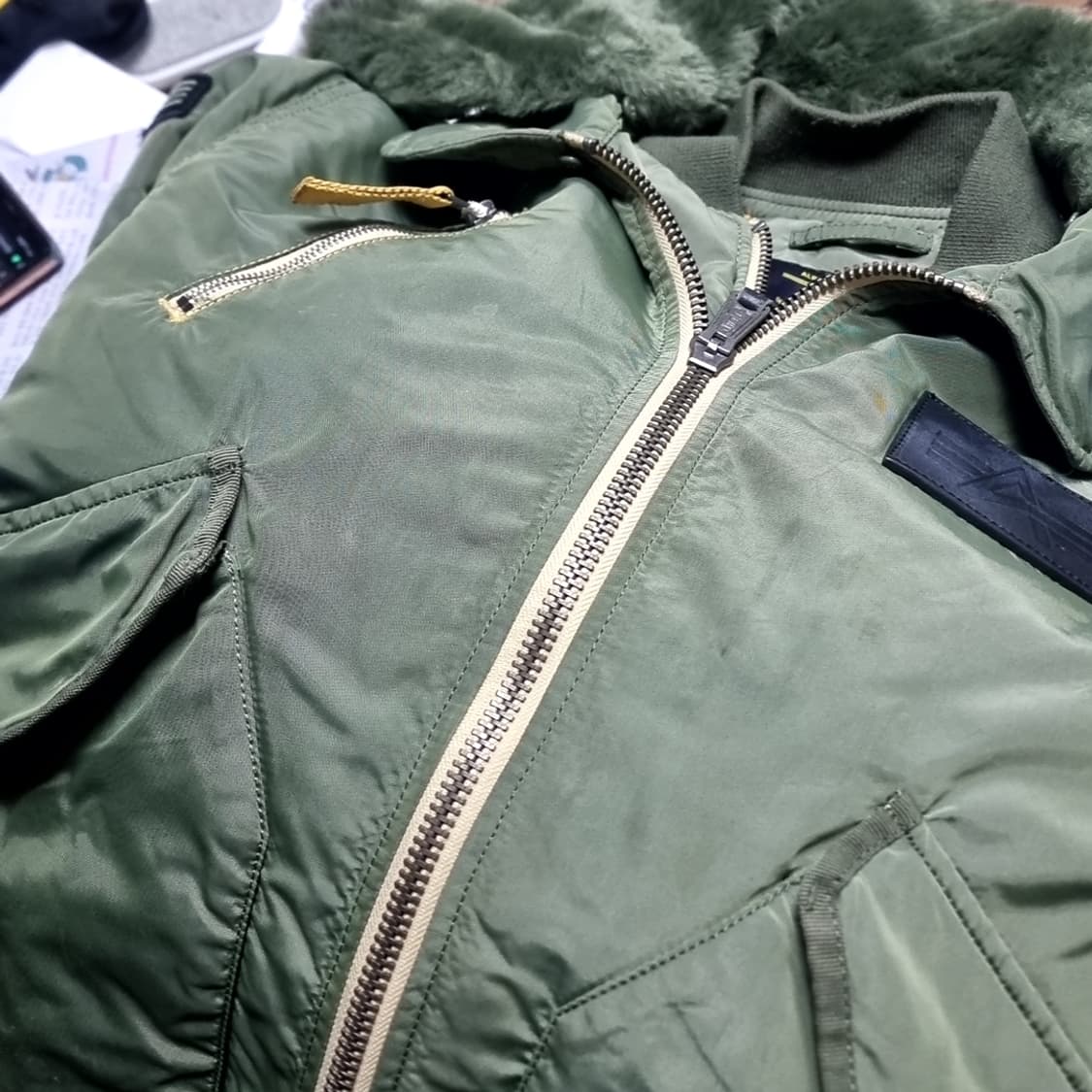 알파인더스트리 b-15 퍼 카키 봄버 자켓(105) 상품이미지10