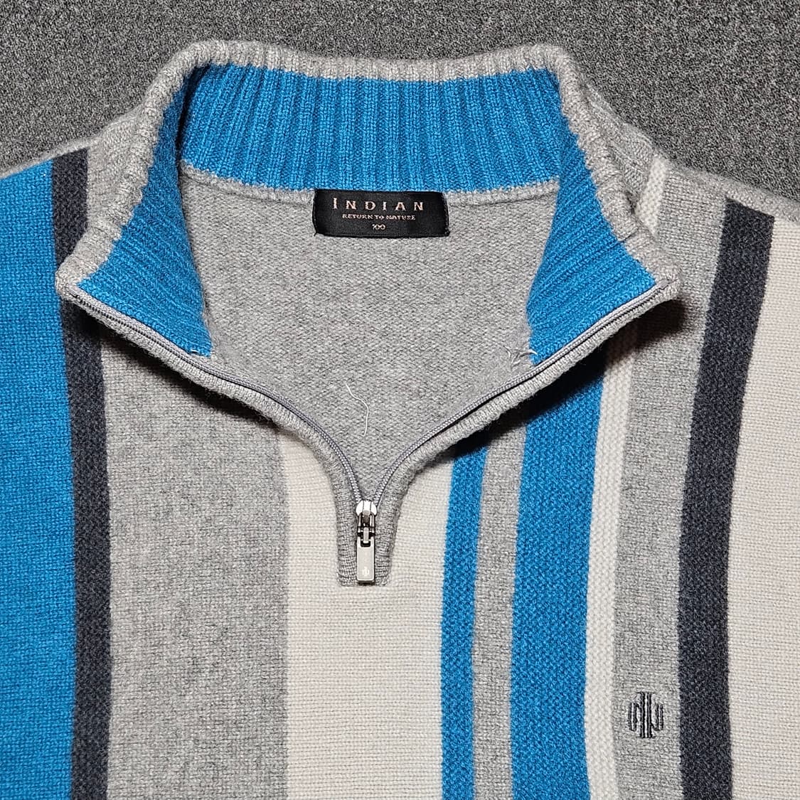 인디안 남성 반집업 니트 100 상품이미지3