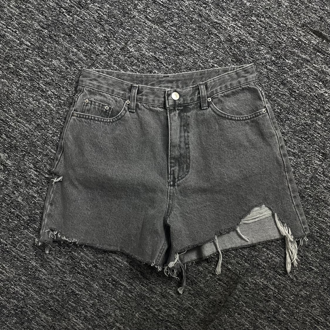 빈티지 커팅 디테일 흑청 핫팬츠o 1485 상품이미지1