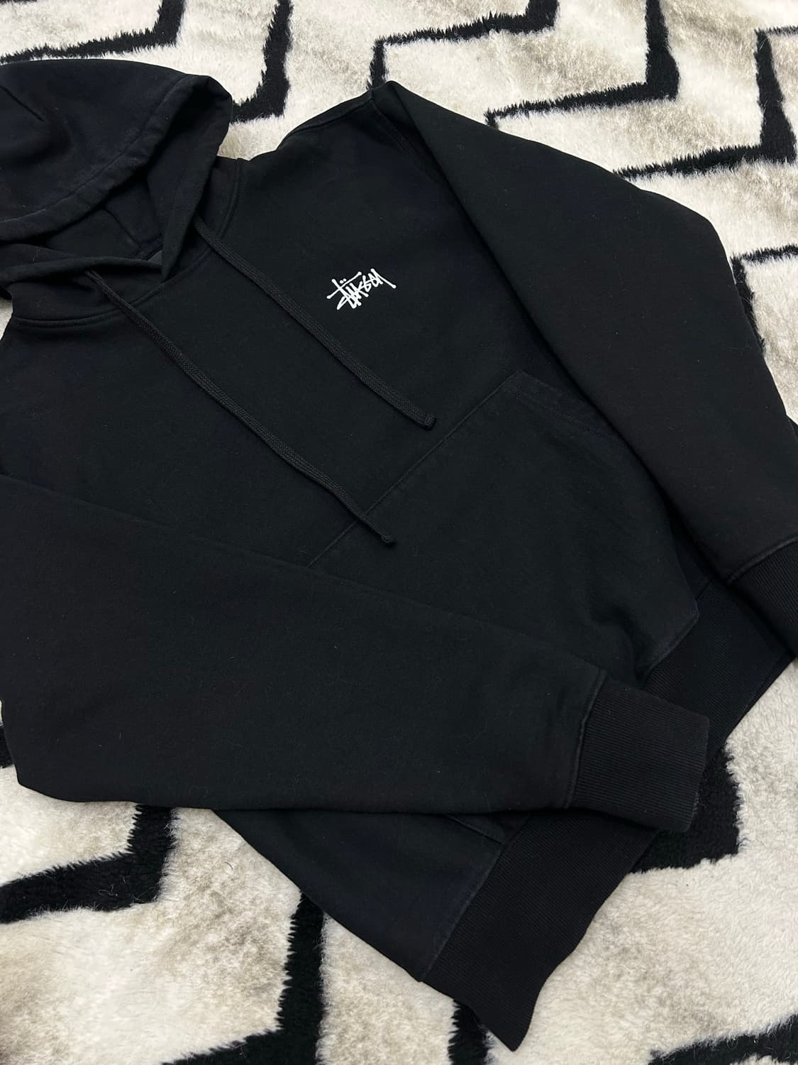 [S]스투시 베이직 후드/블랙/기모 상품이미지3