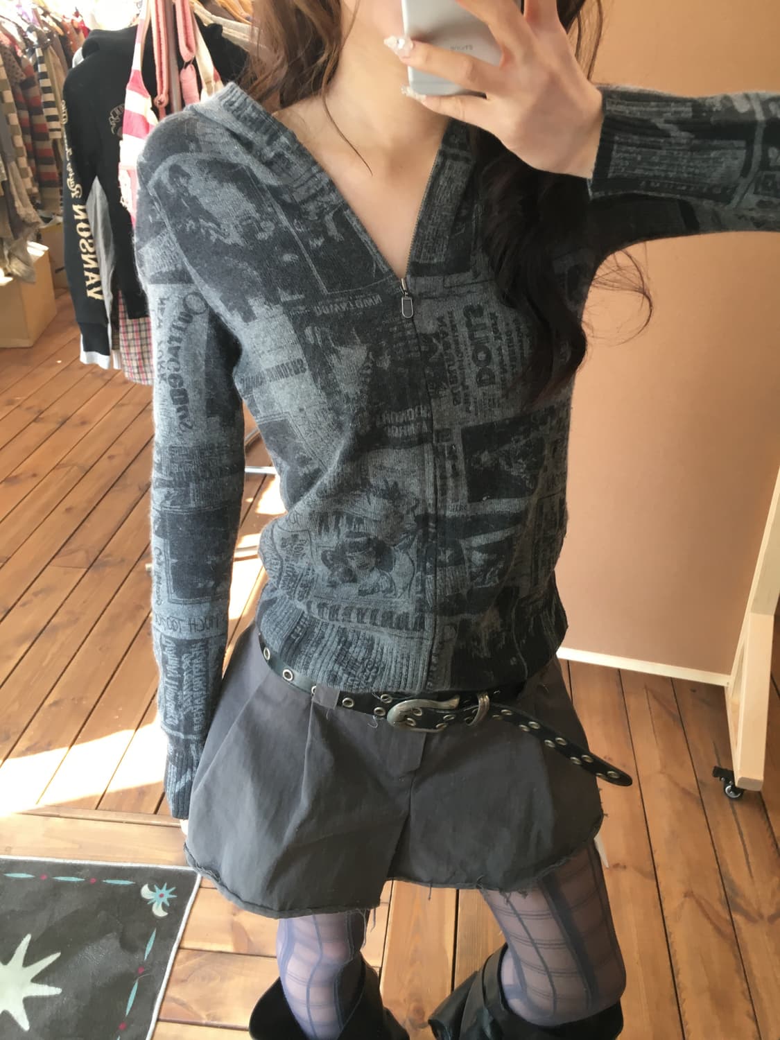 히스테릭글래머 패턴 니트 후드집업 상품이미지4