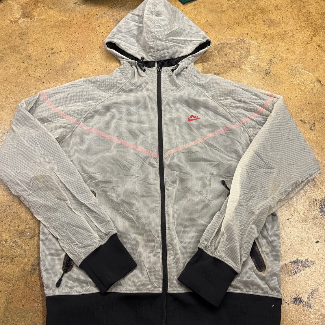 [정품/XL] 나이키 바람막이 후드 집업 그레이 핑크 b8 상품이미지2