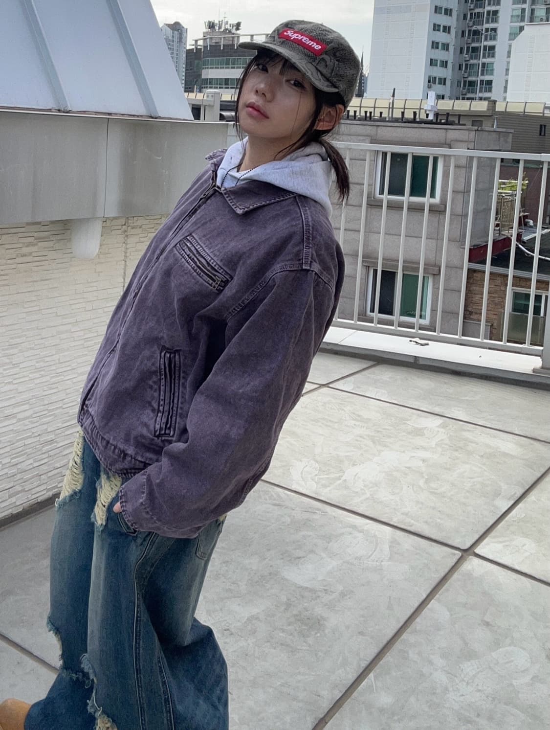 [unisex] 빈티지 디트로이트 워크웨어 자켓 - purple 상품이미지5