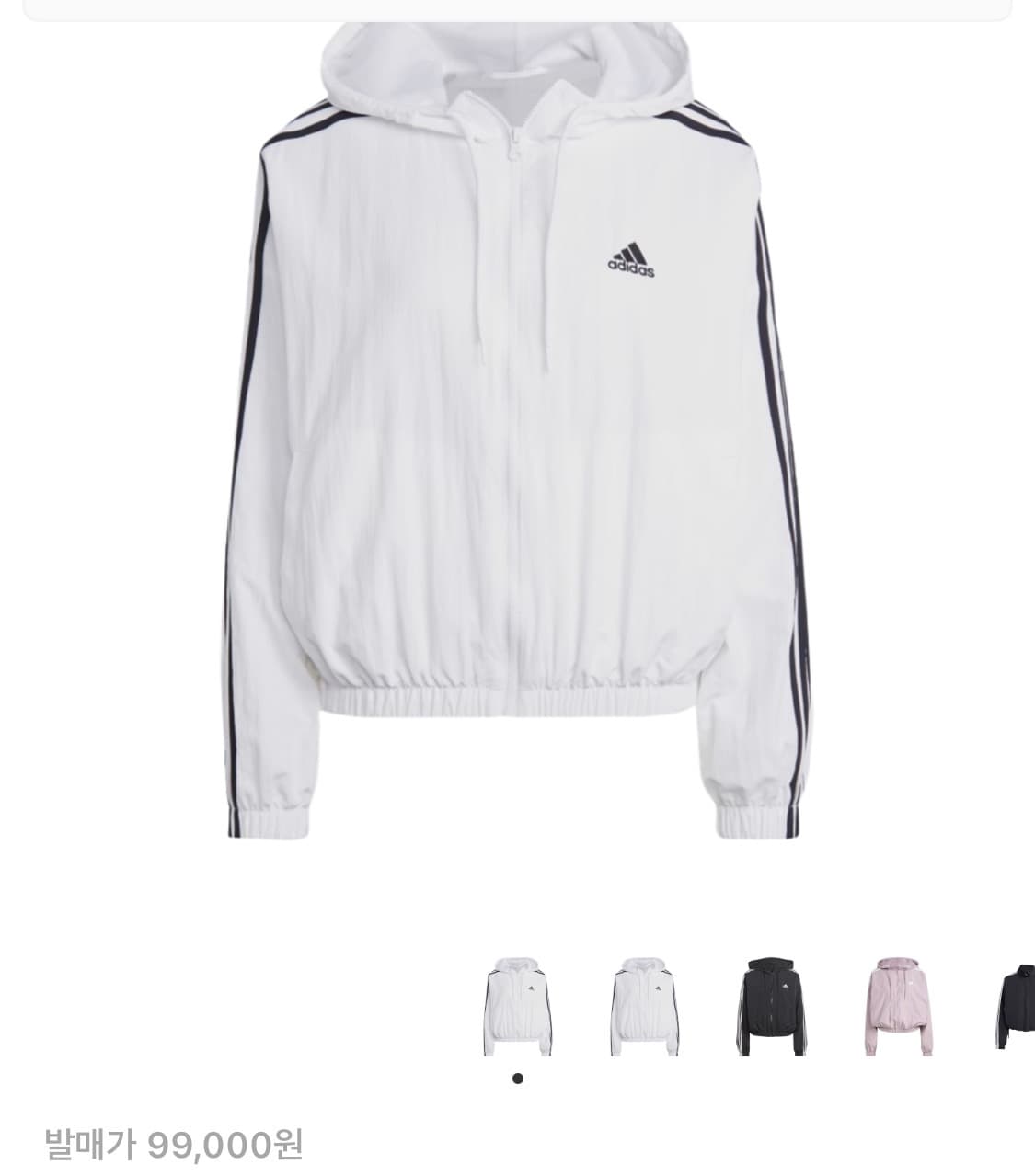 (W) 아디다스 에센셜 삼선 우븐 윈드브레이커 자켓 화이트 - KR 사이 상품이미지1