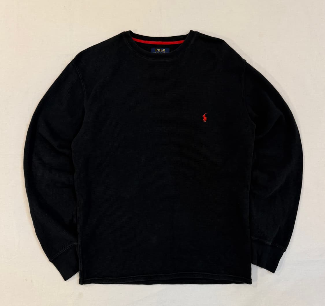 폴로 랄프로렌 와플 써멀 롱슬리브 긴팔티 블랙 상품이미지1