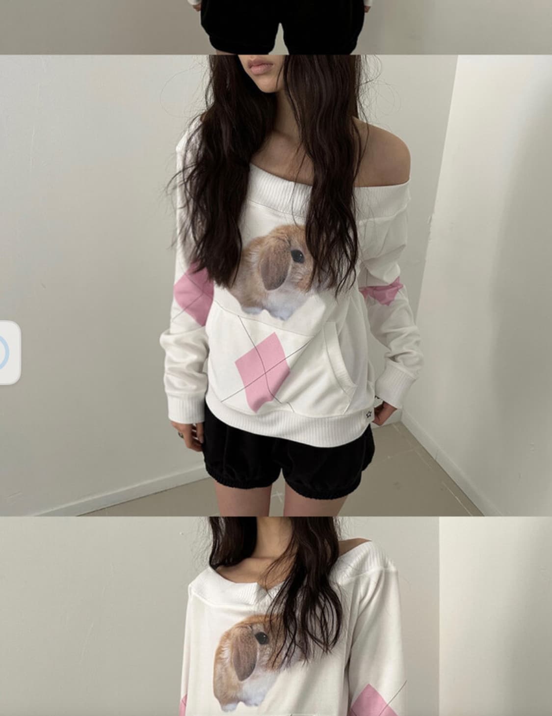 토끼 오프숄더 맨투맨 satomi radio 상품이미지1