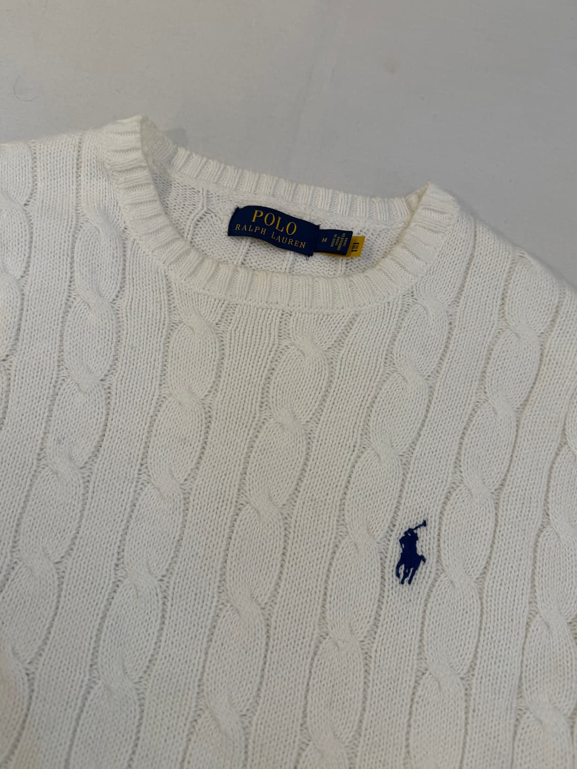 최신형) 폴로 랄프로렌 꽈배기 케이블 니트 화이트 상품이미지4