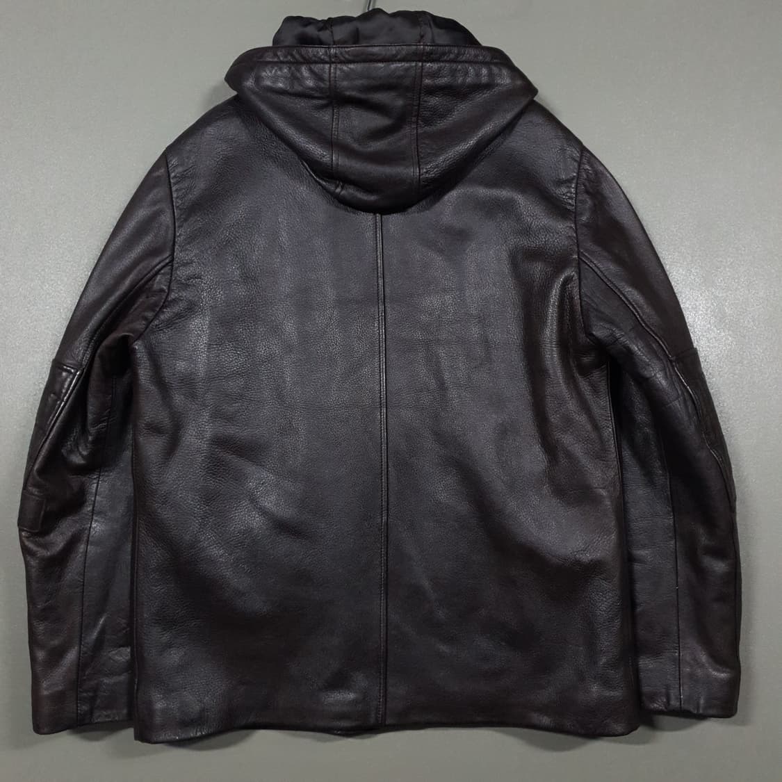 실측 M) 빈티지 양가죽 램스킨 엘보 디테일 레더 후드 자켓 브라운 상품이미지8