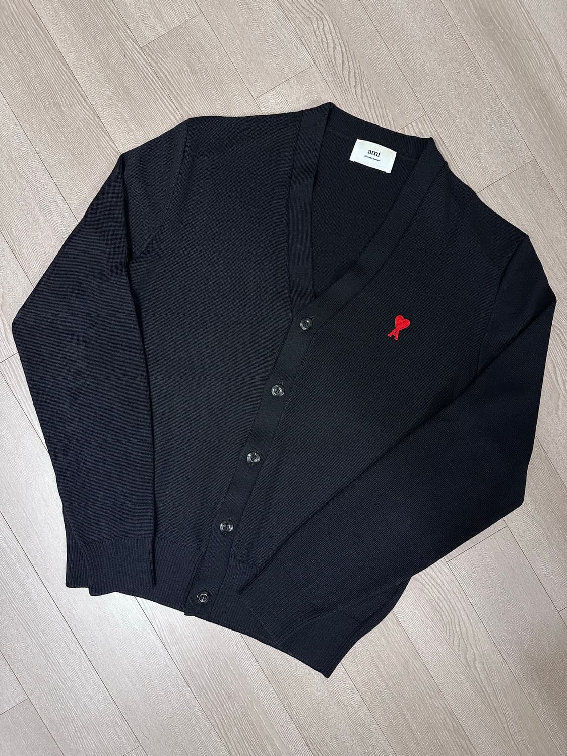 ami 아미 스몰 하트 로고 울 가디건 블랙 L 사이즈 상품이미지1