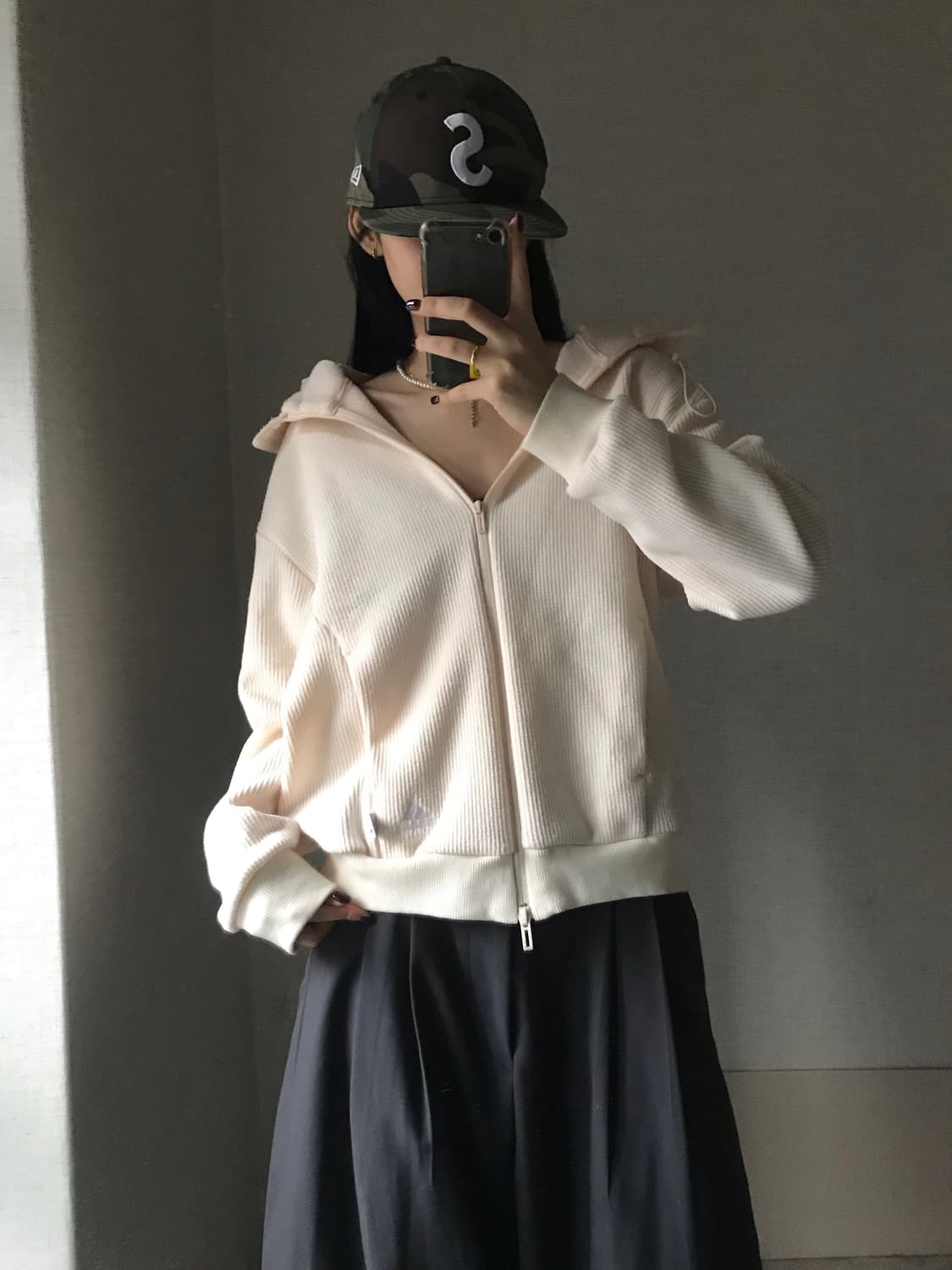 아디다스 아이보리 투웨이 니트집업 상품이미지5